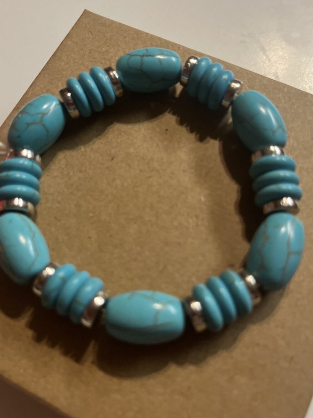 Jewelry bracelets for ladies. Turquoise & Silver Stretchy Bracelet.
